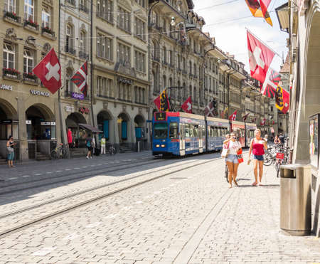 Bern city, unesco world heritage site, It is a popular shopping street and medieval city centre of Bern, Switzerlandのeditorial素材