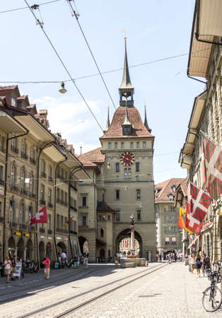 Bern city, unesco world heritage site, It is a popular shopping street and medieval city centre of Bern, Switzerlandのeditorial素材