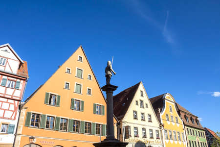 WEISSENBURG, GERMANY : Town square with monument and traditional houses in beautiful bavarian townのeditorial素材