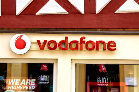 Herzogenaurach, GERMANY : Logo of Vodafone - Vodafone is a British multinational telecommunications...