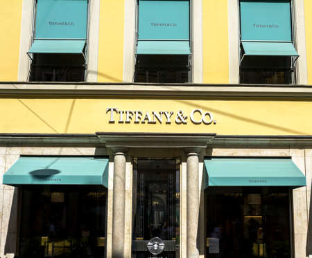 Munich, Germany : Tiffany & Co store. Tiffany & Company is an American luxury jewelry and specialty retailer, headquartered in New York City.のeditorial素材