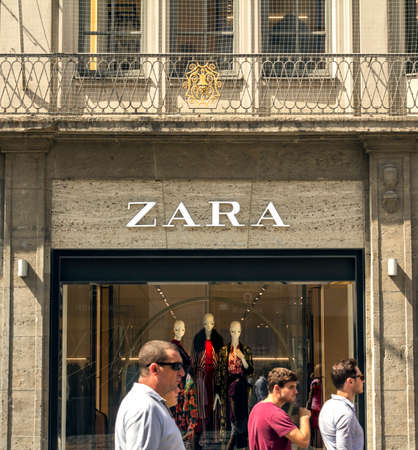 Munich, Germany : Zara sign in Madrid. Zara is Spanish clothing and accessories retailer.のeditorial素材