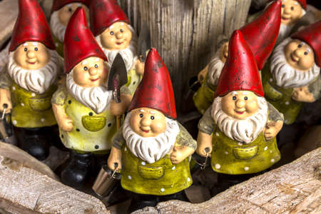 Wurzburg, Germany: Decorative Happy Garden Gnomes for sale at a souvenir shopのeditorial素材