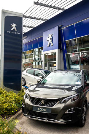 Nurnberg, Germany: Peugeot car dealer, Peugeot is a French car manufacturer.のeditorial素材