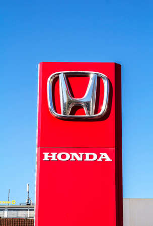 Nurnberg: Honda Motor Co. Logo and Sign. Honda Manufactures Among the Most Reliable Cars in the Worldのeditorial素材