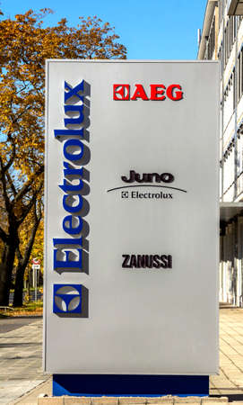 Nurnberg, Germany : Juno, Electrolux company logo on the enterance. Electrolux is a Swedish multinational home appliance manufacturerのeditorial素材
