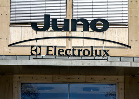 Nurnberg, Germany : Juno, Electrolux company logo on the wall. Electrolux is a Swedish multinational home appliance manufacturerのeditorial素材