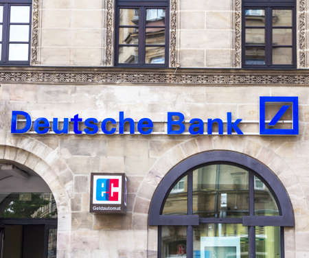 FURTH, GERMANY: DEUTSCHE Bank logo, Germany.Deutsche Bank AG is a German global banking and financial services company with its headquarters in Frankfurt.のeditorial素材