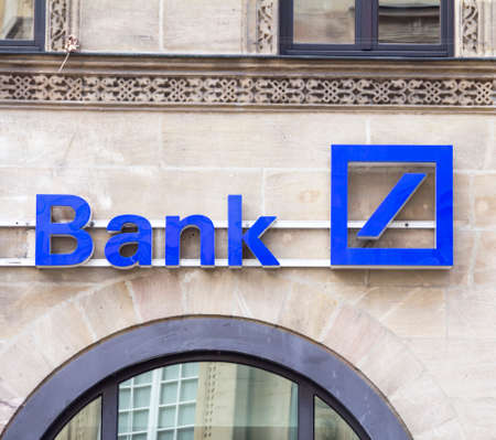 FURTH, GERMANY: DEUTSCHE Bank logo, Germany.Deutsche Bank AG is a German global banking and financial services company with its headquarters in Frankfurt.のeditorial素材