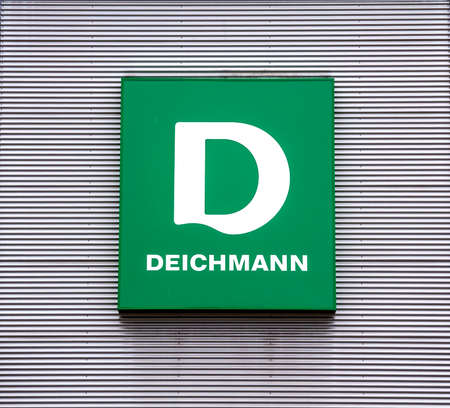 Schwabach, Germany : Deichmann logo on wall. Deichmann is a major German shoe and sportswear retail chainのeditorial素材