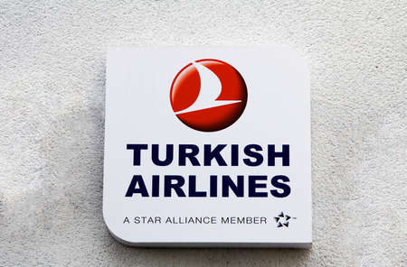 Forchheim, Germany: Turkish Airlines sign is seen at old town; Turkish Airlines was founded in 1933...