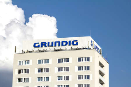 Nurnberg, Germany : Grundig logo on a building. Grundig is a German manufacturer of consumer electronics, domestic appliances and personal care productsのeditorial素材