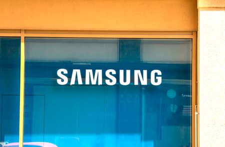 Basel, SWITZERLAND - July 1, 2019: Samsung store. Samsung Electronics Co., Ltd. is one of the...