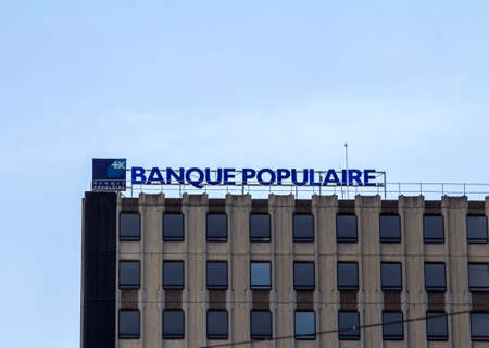 Strasbourg, France, July 3, 2019: Banque Populaire. Banque Populaire is a cooperative bank, one of main french banks and insurance services, part of BPCEのeditorial素材
