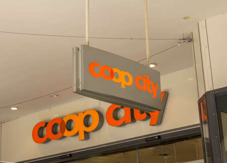 Bern, Switzerland, July 2, 2019 -Entrance in the supermarket COOP CITY in Bern. Coop is the second...