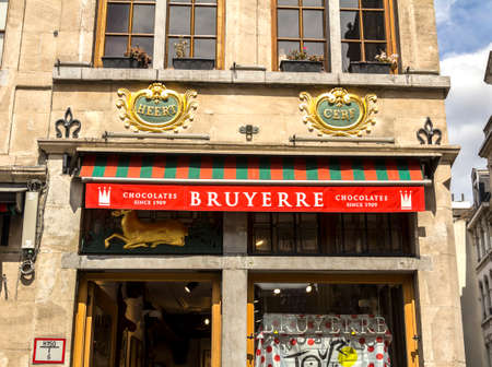 Brussels, BELGIUM - July 7, 2019: Bruyerre shop in Brussels. Godiva Chocolatier is a manufacturer of premium chocolates founded in Bruyerre near the Grand Place.のeditorial素材