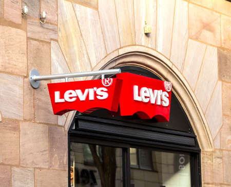 Nurnberg, Germany : Detail of the Levi Strauss & Co. shop in Catania. Levi's company was founded in...