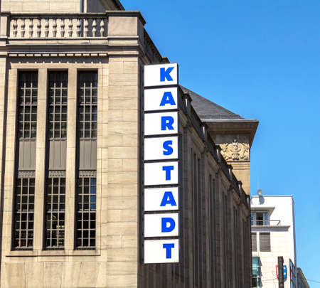 Karlsruhe, Germany : Karstadt Store Logo. Founded in 1881 in wismar, it is a German department store chain whose headquarters are in Essen.のeditorial素材