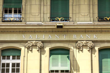 Bern, Switzerland - Valiant Bank office building. Valiant Bank AG is a bank in Switzerland, a subsidiary of the Valiant Holding AG company.のeditorial素材