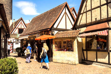 Nurnberg, GERMANY - JULY 7, 2018: Handwerkerhof (Artisan Courtyard) in Nuremberg, Germany. Handwerkerhof is a group of local traditional craft shops.のeditorial素材