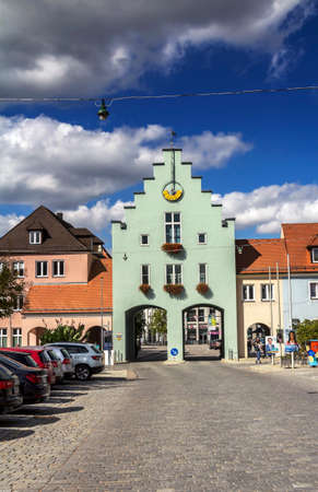 Neumarkt in der Oberpfalz, GERMANY - Beautiful view of the historic town of Neumarkt in der Oberpfalz on a sunny day with blue sky and clouds in summer, Franconia, Bavariaのeditorial素材