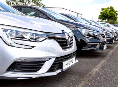 Furth, Germany : A row of modern Renault cars. Renault dealership centerのeditorial素材