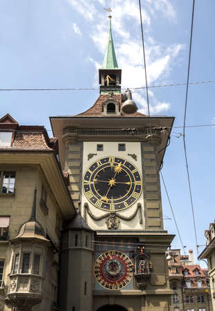 BERN, SWITZERLAND - view of old town of Bern city, unesco world heritage site, It is a popular shopping street and medieval city centre of Bern, Switzerlandのeditorial素材