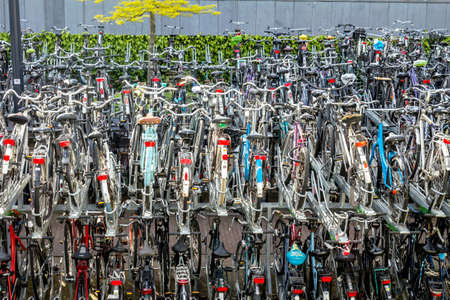 ROTTERDAM, NETHERLANDS: bicycle storage, park, at Blaak railway stationのeditorial素材