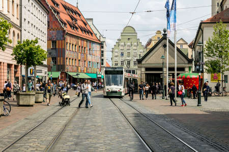 Augsburg, Germany - May  2019: Marketplace of Augsburg. Augsburg is the third-largest city in Bavariaのeditorial素材