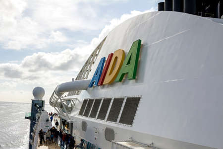 Hamburg, Germany: on the cruise ship AIDAperla, AIDAperla is the newest and most modern cruise ship of AIDA Cruises, one of ten brands owned by Carnival Corpのeditorial素材