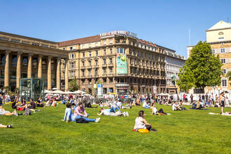 STUTTGART, GERMANY - Apr 20, 2019: Street view in Old Town of Stuttgart, Germanyのeditorial素材