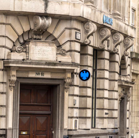 LONDON : A London Barclays branch logo is shown . Barclays has over 4,750 branches in about 50 countriesのeditorial素材