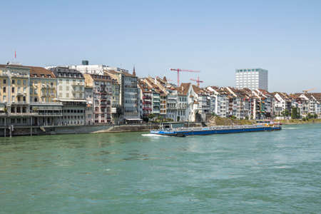 Basel, SWITZERLAND : Riverside of Rhine in Basel, Switzerlandのeditorial素材