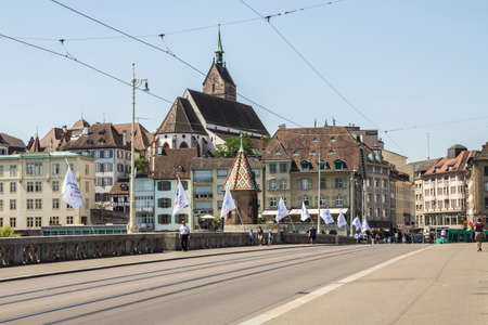 Basel, SWITZERLAND : A nice sunny day around the old city of Basel , touring the main streetのeditorial素材