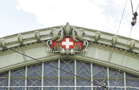 Basel, SWITZERLAND: The Main Railway Station (Bahnhof Basel SBB) And Trams Transit in From Of the Stationのeditorial素材