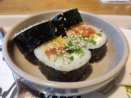 Sushi rolls in a Korean restaurantの写真素材