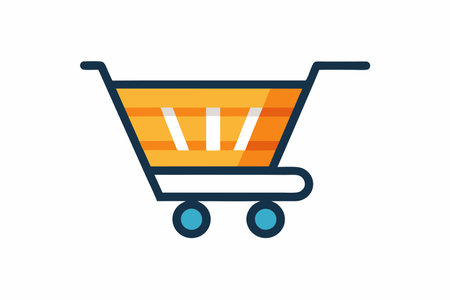 Modern, flat-style shopping cart icon isolated on white backgeoundのイラスト素材