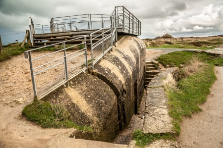 Remains of a German bunker at Pointe du Hocのeditorial素材