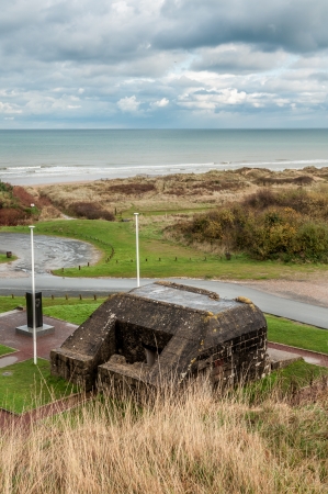 Remains of a German bunker at Omaha Beachのeditorial素材