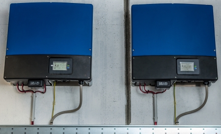 Inverter of an industrial photovoltaic system installed and wiredのeditorial素材