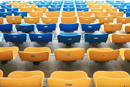 blue seat rows in stediumの写真素材