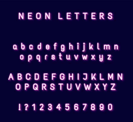 Glowing pink neon letters setの写真素材