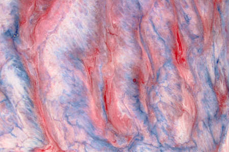 Macro photo of abctract red and blue resin artの写真素材