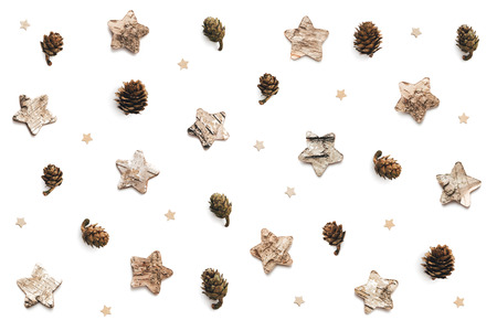 Christmas pattern with cones and stars.