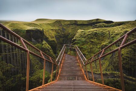 View platform in Fjadrargljufur Canyon (Iceland).