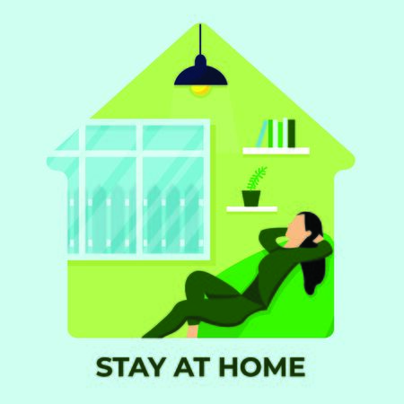 Illustration Vector Graphic of Stay At Home fit for quarantine situationのイラスト素材