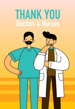 A greeting card to say thank you for Doctor and Nurseのイラスト素材