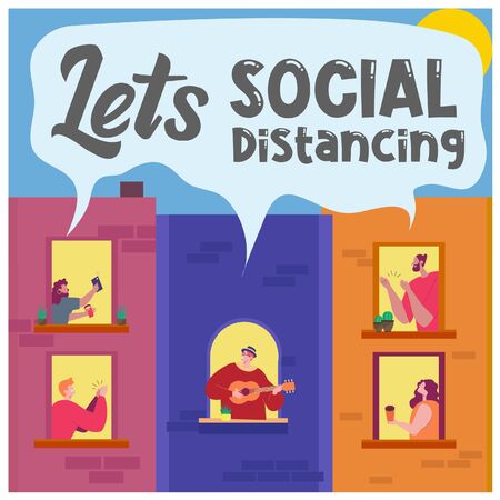 an illustration for social distancingのイラスト素材