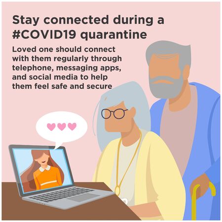 An illustration to stay connected during self quarantineのイラスト素材