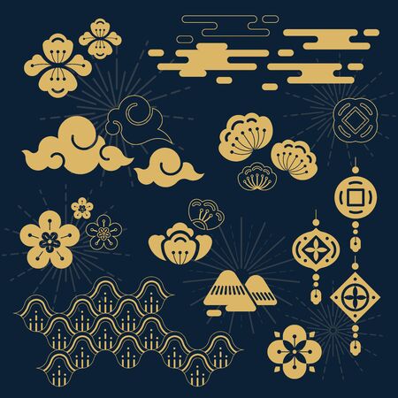 The poster of chinese new year with vector illustration styleのイラスト素材